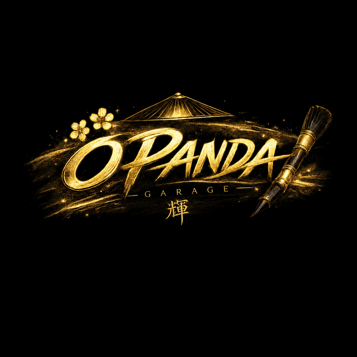 Panda Garage — logotipo dourado